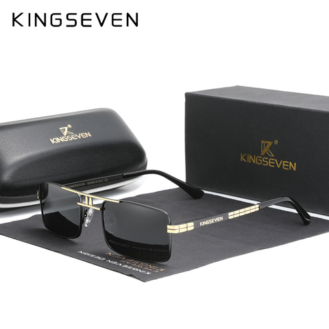 Nuevo llegado KINGSEVEN gafas de sol polarizadas de acero inoxidable marco Vintage Marca Diseño rectangular de conducción gafas de sol de pesca N760 ► Foto 1/6