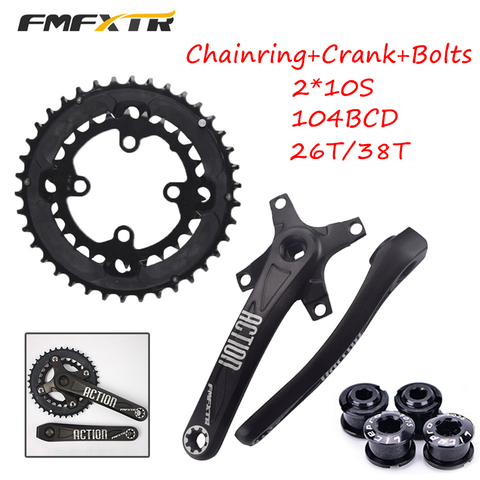 FMFXTR 26T 38T engranaje 104BCD 170mm manivela 4pc 8,5mm pernos bicicleta MTB bicicleta platos y bielas de acero de montaña accesorios de piezas de bicicleta de carretera ► Foto 1/6