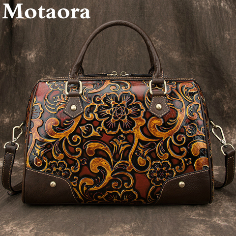 Motaora-Bolso de lujo Retro de piel auténtica para mujer, hecho a mano bandolera de hombro con relieve, 2022 ► Foto 1/1