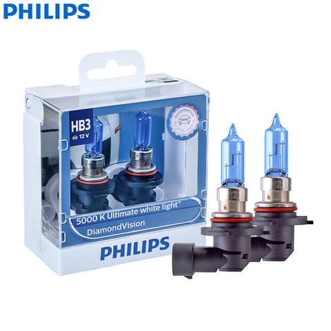 Philips-bombillas halógenas para faros delanteros de coche, lámpara antiniebla, paquete doble, HB3 9005 12V 60W P20d 9005DVS2 5000K, color blanco frío ► Foto 1/6