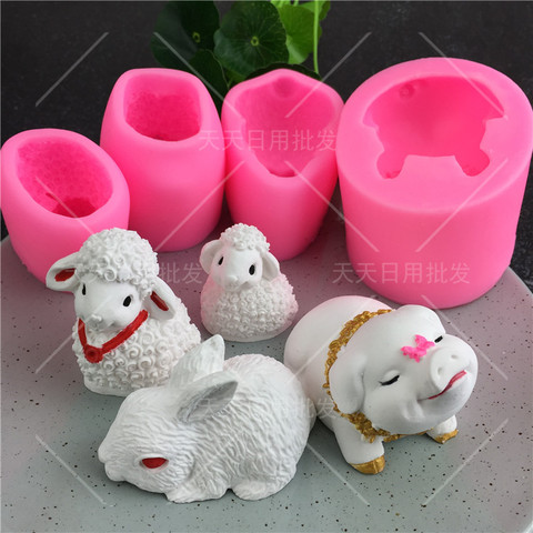 Moldes de pastel de silicona para Chocolate con forma de conejo o oveja en 3D, moldes para hornear, herramientas para decoración de tartas ► Foto 1/5