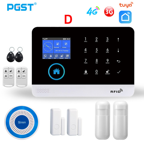 Sistema de alarma PGST PG103 para ALARMA DE SEGURIDAD PARA EL HOGAR, 4G, 3G, GSM, con sirena Solar inalámbrica, Kit inteligente de casa, Tuya, Control por aplicación móvil ► Foto 1/6