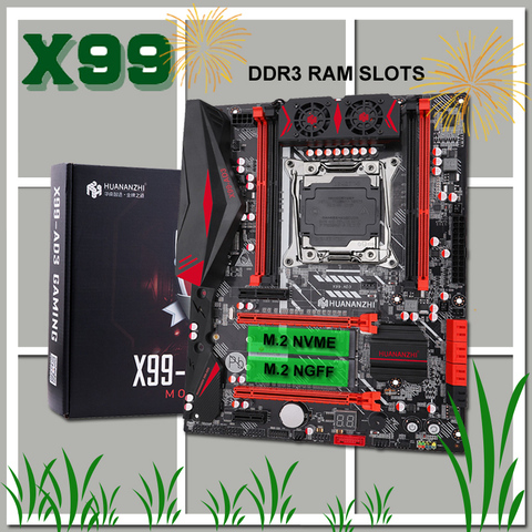 HUANANZHI-placa base X99 LGA2011-3 con doble ranura M.2 y 4 * DDR3 4 * USB3.0 10 * SATA3.0 puertos 2 años de garantía, compra de ordenador ► Foto 1/6