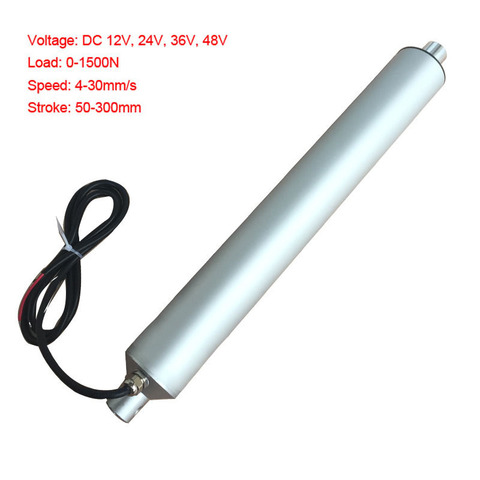 Mini actuador lineal eléctrico, 12V-48v, 50-250mm, 1500N, 150KG de carga, velocidad personalizada, 2-10 pulgadas, Motor Tubular de 12V, venta al por mayor ► Foto 1/3