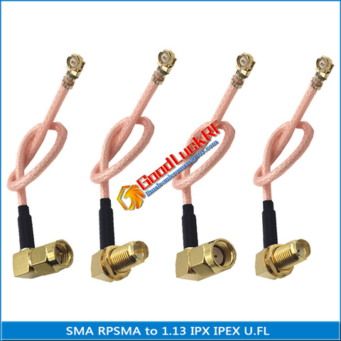 Juego de arandela de anillo redondo macho y hembra, Kit IPX IPEX U.FL a RPSMA RP-SMA RP SMA, macho y hembra, puente de cola de cerdo de ángulo recto, Coaxial RG178 ► Foto 1/5