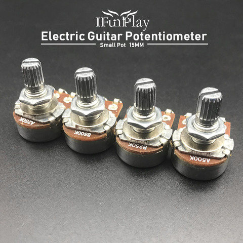 Potenciómetro A500K/250K para guitarra eléctrica, pote pequeña forrada, efecto bajo, tono Amp, volumen, 15mm, piezas de eje, 2 uds. ► Foto 1/6