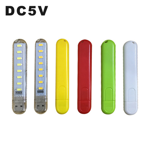 Lámpara LED de noche con USB, disco U portátil, 8LED, Mini luz colorida para libros, 4W, luces de escritorio, adaptador de DC5V, luces de lectura alimentadas ► Foto 1/6