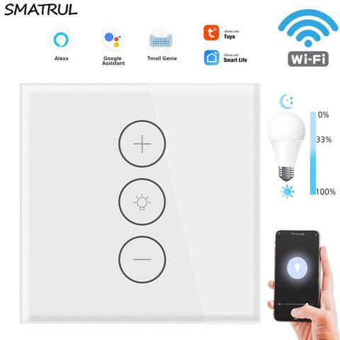 SMATRUL TUya vida inteligente WiFi táctil Dimmer interruptor regulador de la luz de la aplicación de la UE inalámbrico temporizador de Control remoto con Alexa Google 220V 110V ► Foto 1/6