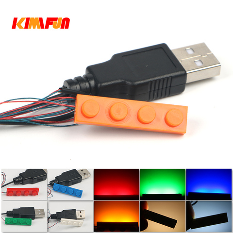 Juego de luces Led de color rojo y verde para niños, 1 unidad, bloque de construcción, ciudad, calle, decoración azul, USB, compatible con Lego, casa de ladrillo naranja, Juguetes DIY ► Foto 1/6