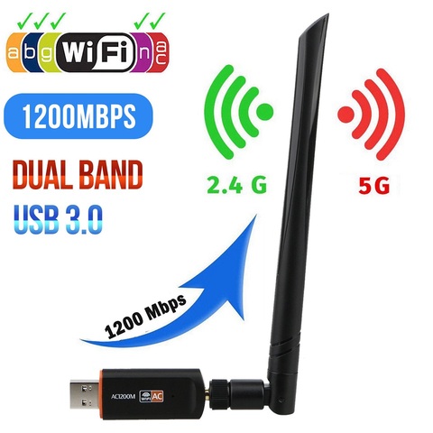 Adaptador Wifi USB inalámbrico gratis conductor 1200Mbps, 600Mbps Lan Ethernet USB 2,4G 5G de doble banda tarjeta de red Wi-Fi 802.11n/g/a/ac ► Foto 1/6