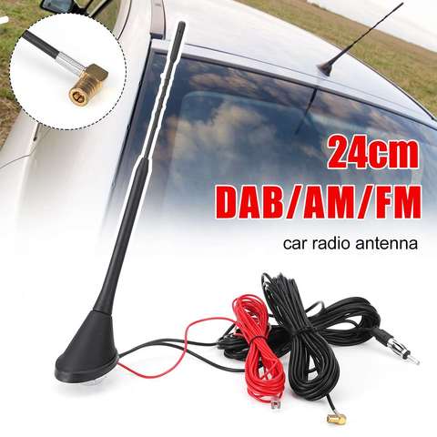 Antena DAB Digital Universal para montaje en techo, 24cm, con amplificador para conector aéreo SMB DAB AM/FM Antena de Radio de coche ► Foto 1/6