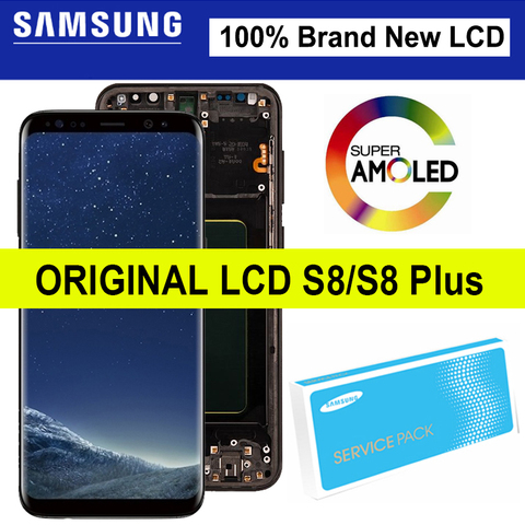 Pantalla Super Amoled 100% Original con marco para SAMSUNG Galaxy S8, G950F, G950FD, LCD S8 Plus, G955, G955F, piezas de reparación de pantalla táctil ► Foto 1/6