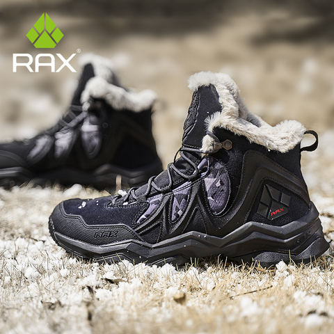 RAX-zapatillas de senderismo impermeables de cuero para hombre y mujer, calzado de senderismo, escalada, nieve, para invierno ► Foto 1/6