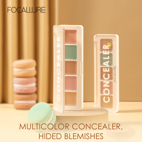 FOCALLURE cinco Color corrector paleta Natural larga duración Maquillaje facial cubierta Círculos oscuros acné cosméticos Maquillaje TSLM1 ► Foto 1/6