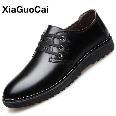 Zapatos de cuero transpirables para hombre, calzado de negocios británicos, de lujo, exterior, cálido, con cordones, planos, otoño e invierno, 2022 ► Foto 1/6