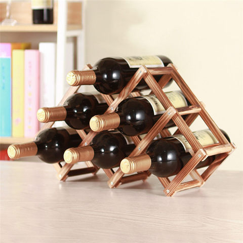 Portabotellas de vino de madera de calidad, práctico y creativo armario decorativo plegable para sala de estar, indicador de estante Almacenamiento de vino tinto ► Foto 1/6