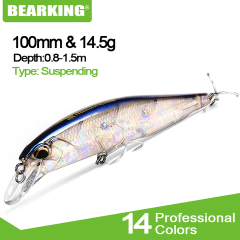 Bearking-señuelo de pesca artificial suspendido, 10cm, 14,5g, CrankBait, buceo, 0,8-1,5 m, Wobblers de pesca ► Foto 1/6