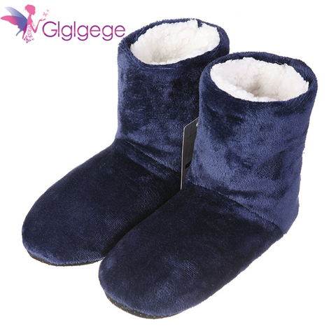 Glglgege de alta calidad de invierno cálido antideslizante Fondo suave zapatos para interior del hogar cálido interior peluche botas para hombres y mujeres pisos zapatos ► Foto 1/6