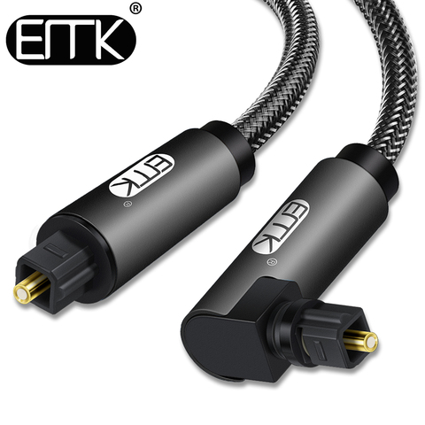EMK-Cable de sonido óptico Digital de 90 grados, Cable Toslink SPDIF de ángulo recto 5,1 para reproductor Blu-ray, barra de sonido Xbox, Cable de fibra ► Foto 1/6