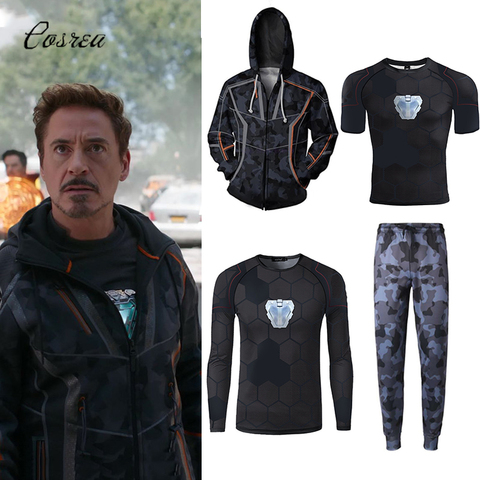 Guerra del infinito de hierro hombre Camiseta para correr Deporte Pantalones de deporte de Tony Stark Sudadera con capucha sudadera Thanos Loki Zip Sudadera con capucha ► Foto 1/6