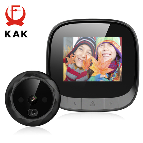 KAK-Campana electrónica para puerta, visor inteligente de puerta con pantalla LCD de 2,4 pulgadas, puerta nocturna, mirilla, grabación de fotos con cámara digital ► Foto 1/6