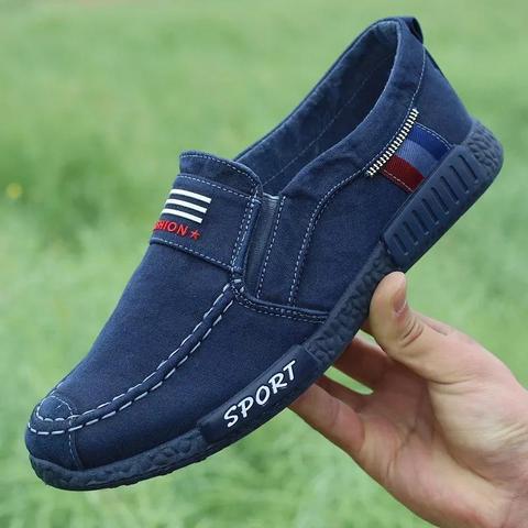 Mocasines de lona para hombre, zapatos informales ligeros de tela vaquera para jóvenes, calzado plano transpirable a la moda, primavera y verano, 2022 ► Foto 1/6