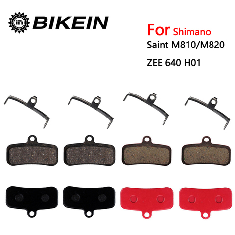 BIKEIN 4 pares de Cerámica/Semi-almohadillas metálicas MTB freno de disco de bicicleta almohadillas para Shimano Saint M810 M820 ZEE M640 H01 de pastillas de freno ► Foto 1/6