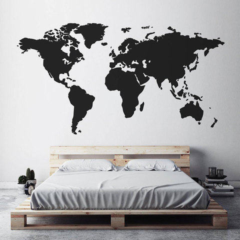 Adhesivo con diseño de mapa para pared, calcomanía extraíble con diseño de mundo moderno para decoración del hogar, vinilo para dormitorio, sala de estar, mapa del mundo, S144 ► Foto 1/6