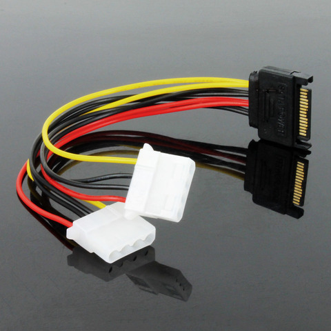 OULLX SATA macho a IDE Dual 4Pin modelo de alimentación hembra de alimentación de la computadora Cable de extensión de Cable para disco duro Sata de 1 a 2 4PIN Molex ► Foto 1/6