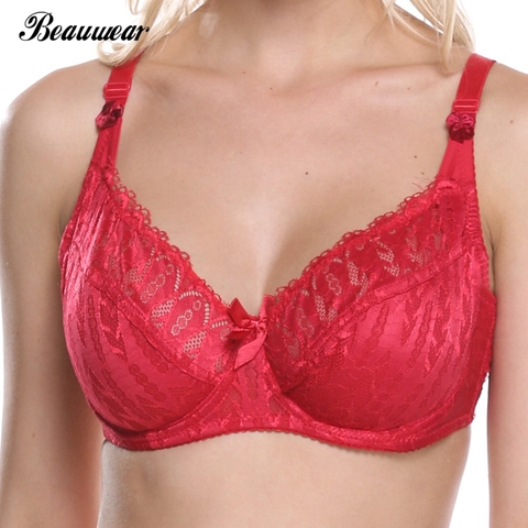 Beauwear-Sujetador ultrafino de poliéster y nailon para mujer, ropa interior transpirable cómoda de talla grande, Copa D E 75 80 85 90 95 100 ► Foto 1/6