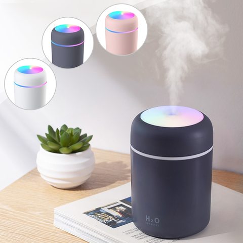 Humidificador portátil de 300ml, máquina de niebla, purificador de aire con luz romántica ► Foto 1/6