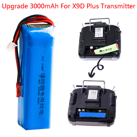 Batería Lipo recargable de 7,4 V, 3000mAh para transmisor de juguetes, accesorios, mejora de batería de alta capacidad de 7,4 V, para Frsky Taranis X9D Plus ► Foto 1/6