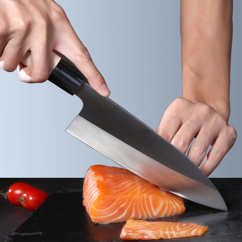 7 pulgadas japonés cuchillo de Chef para carne Cleaver Sushi de salmón cuchillos de corte de vegetales Santoku cuchillo de cocina 5CR15 de acero inoxidable ► Foto 1/6