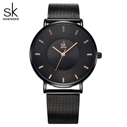 Relojes Shengke de moda negros para mujer, reloj de cuarzo ultrafino de alta calidad 2022, reloj elegante para mujer, reloj para mujer ► Foto 1/6