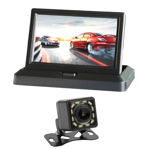 Pantalla Digital plegable para coche, reproductor de DVD con 2 canales de entrada de vídeo, Monitor de 12/24V de CC, 5,0 