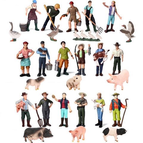 Figuras de acción y Juguete de simulación para niños, animales de granja, personal, alimentador, modelos de cerdo, figurita de Animal, aprendizaje educativo, juguetes de regalo ► Foto 1/6