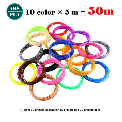 10 colores 50 m 3D filamento de impresora ABS/PLA 1,75mm material plástico para pluma 3D dibujo e impresión ► Foto 1/6