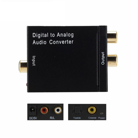 Adaptador Digital a convertidor de Audio analógico, amplificador de señal Coaxial de fibra óptica a analógico DAC Spdif estéreo de 3,5mm, 2RCA, L/R ► Foto 1/6