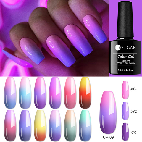 Azúcar UR 7,5 ml térmica 3-capas de Color cambiando de Gel UV polaco brillo Gel de uñas de brillo polaco empapa Gel para decoración de uñas barnices ► Foto 1/6