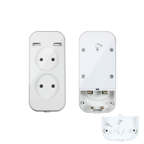 Tira de alimentación de enchufe europeo, enchufe múltiple de pared portátil, 2 puertos USB para teléfonos móviles, 2022 W, 1200 V, para tabletas P7, novedad de 250 ► Foto 1/6