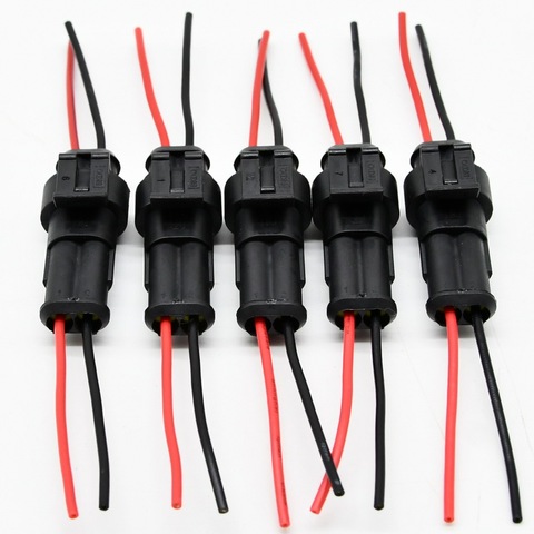 Kit de 5 conectores eléctricos impermeables, conectores de terminales de 2  pines, conectores eléctricos, conectores de cable, vías macho y hembra