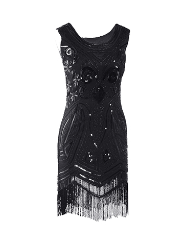 Negro 1920s de lentejuelas Vintage de fiesta cóctel con flecos vestido Flapper gran Gatsby Gabster disfraces vestido de baile latino ► Foto 1/3