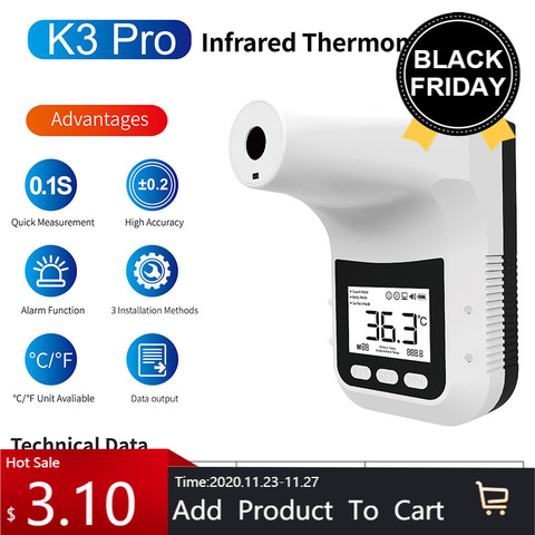 Termómetro Digital K3 PRO con pantalla LCD para adultos y oficina, medidor de temperatura infrarrojo inteligente sin contacto para la frente y el cuerpo, manos libres ► Foto 1/6