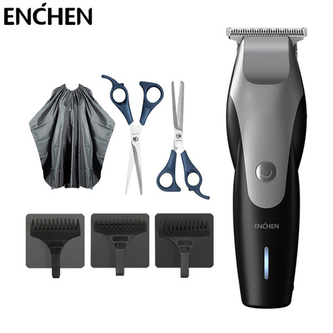 ENCHEN-cortadora de pelo colibrí eléctrica USB para hombre, recortadora de pelo con cuchilla en T recargable e inalámbrica, con 3 peines ► Foto 1/6