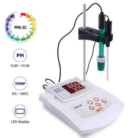 Medidor de ph multiparámetros de PHS-3C, Calibrador automático de escritorio, medidor de acidez, PH/temperatura, 2 en 1, Analizador de calidad del agua ► Foto 1/6