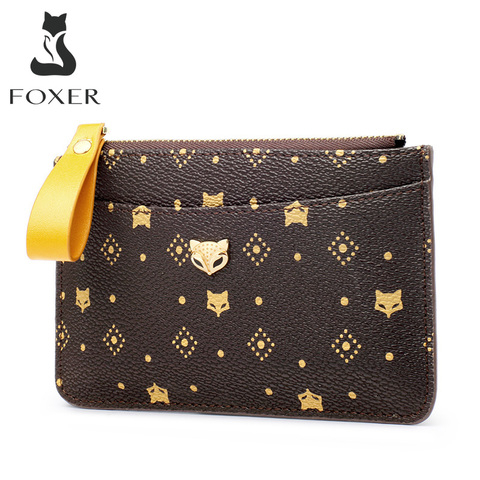 FOXER billeteras de mujer estampado de Mini tarjeta titular de la cartera elegante bolsa de dinero de señorita Moneda de PVC paquete mujer embrague bolso mujer cartera clave ► Foto 1/6