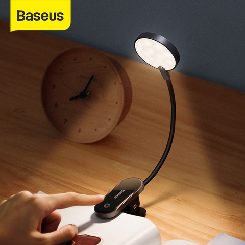 Baseus-lámpara de mesa con Clip LED, lámpara de escritorio inalámbrica regulable, recargable vía USB, luz de lectura LED nocturna, para portátil ► Foto 1/6