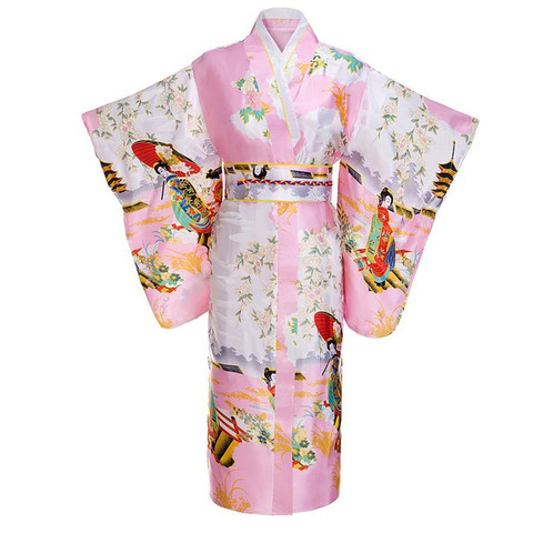 Kimono Yukata tradicional japonés con Obi para mujer, vestido de noche Vintage, Kimono de Geisha, disfraz para espectáculo en escena, Cosplay ► Foto 1/6