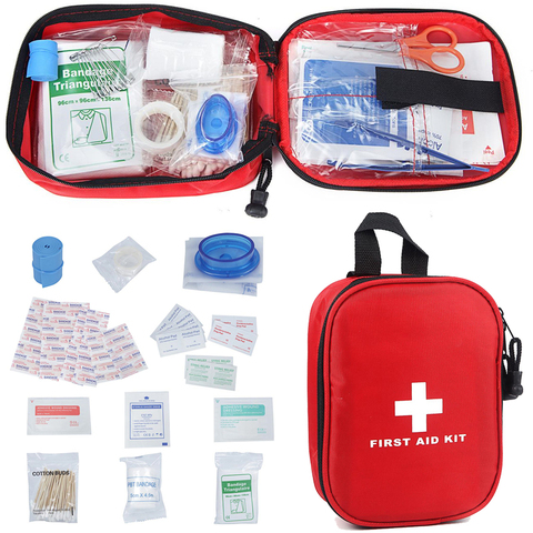 Mini paquete de tratamiento de emergencia para supervivencia en exteriores, Kit de primeros auxilios para acampar, senderismo, bolsa médica, 120 Uds. ► Foto 1/6