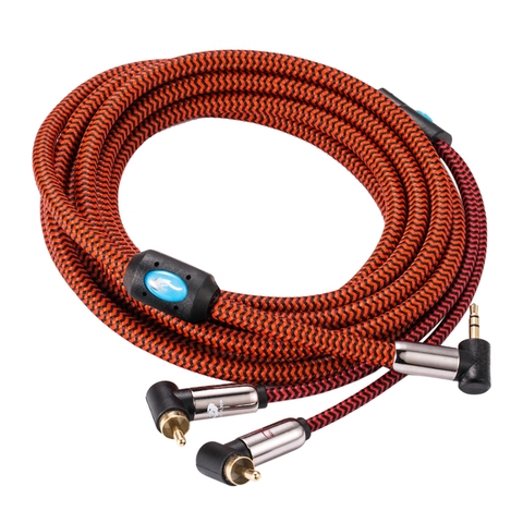 Cable de Audio hi-fi en ángulo, Mini conector de 3,5mm a doble RCA para PC, MP3, auriculares para coche, caja de sonido de 3,5 a 2 RCA, Cable auxiliar de 1M, 2M, 3M, 5M, 8M, 10M ► Foto 1/5